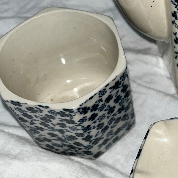 Vintage Uwade Kyusu (Japaneses Teapot) Blue and White Porcelain w Rattan Handle - Picture 2 of 7